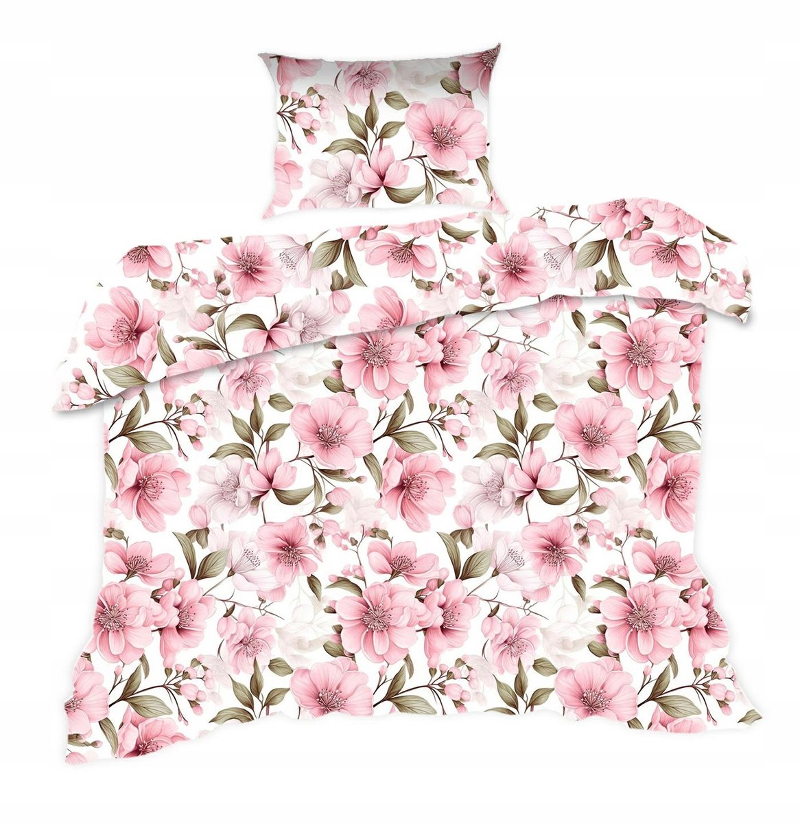 Dekbedovertrek 140x200 Katoen Bloemen Poederroze Classic