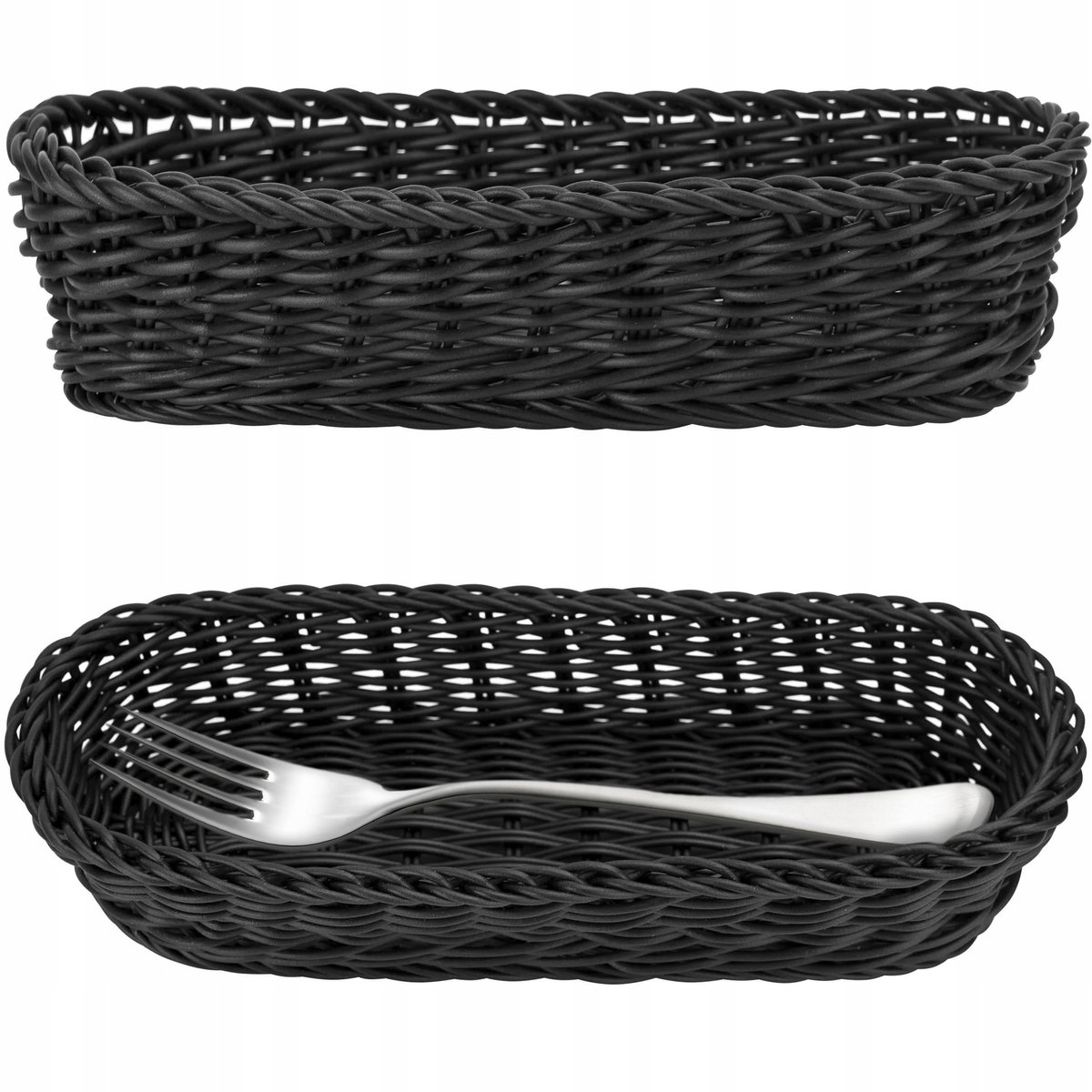 Zwarte Polyrattan Bestekmand 27x11x6 cm - Stijlvol en Duurzaam