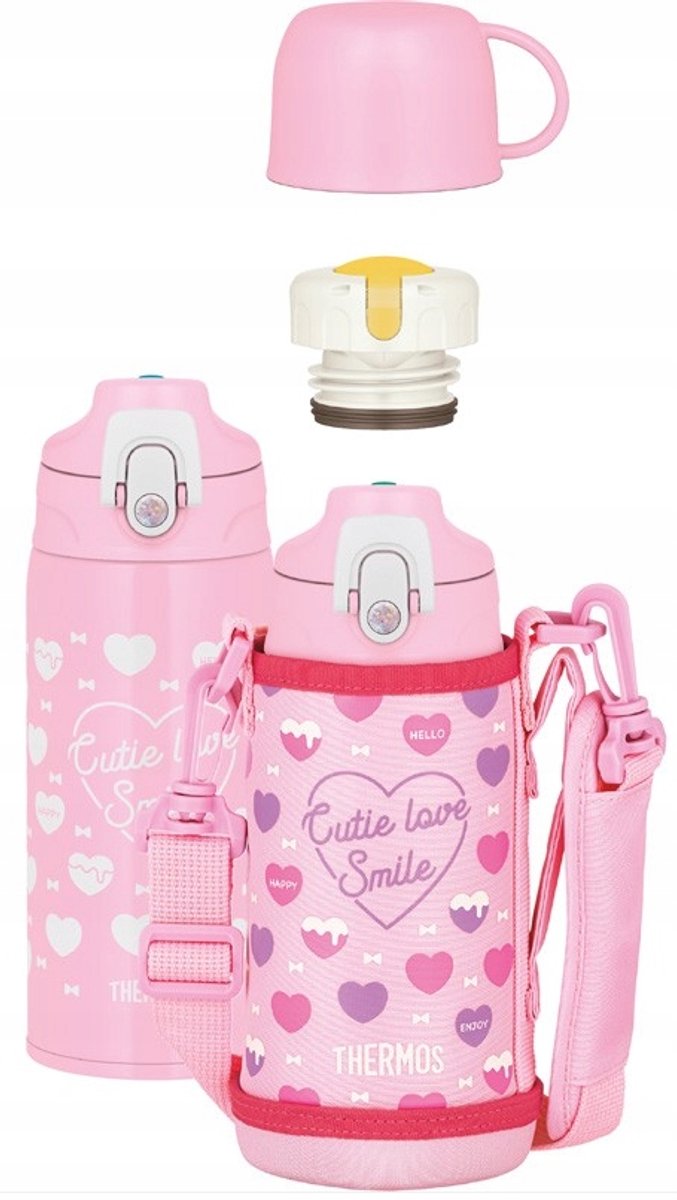 Thermos Active RVS 600ml - Roze, met 2 doppen & doosje