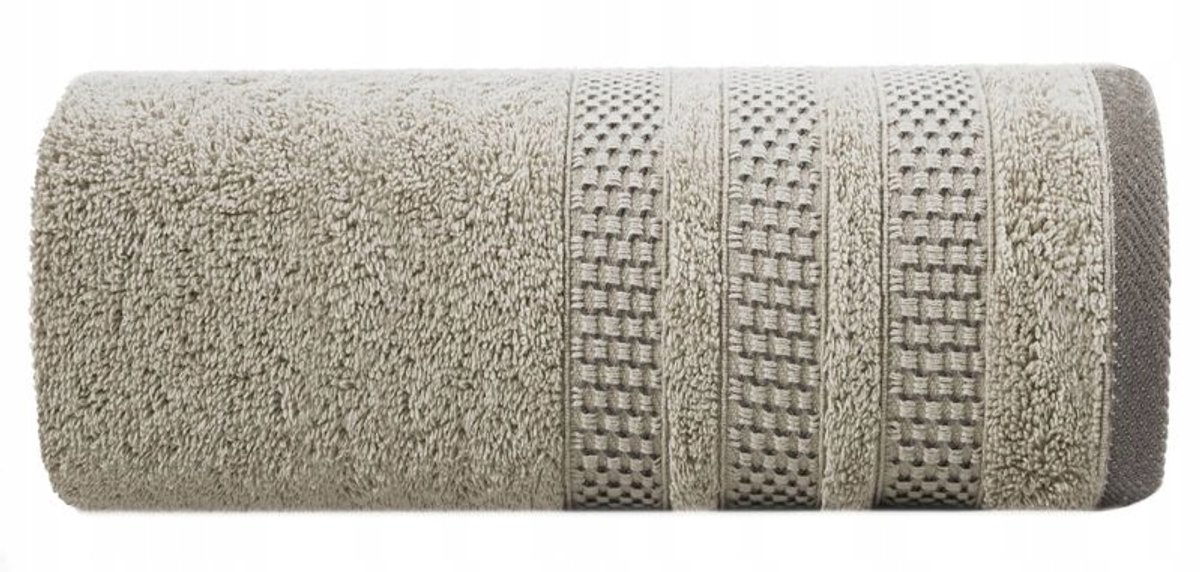 Luxe Beige Badhanddoek 50x90cm met Jacquard Borduursel - Zacht & Absorberend
