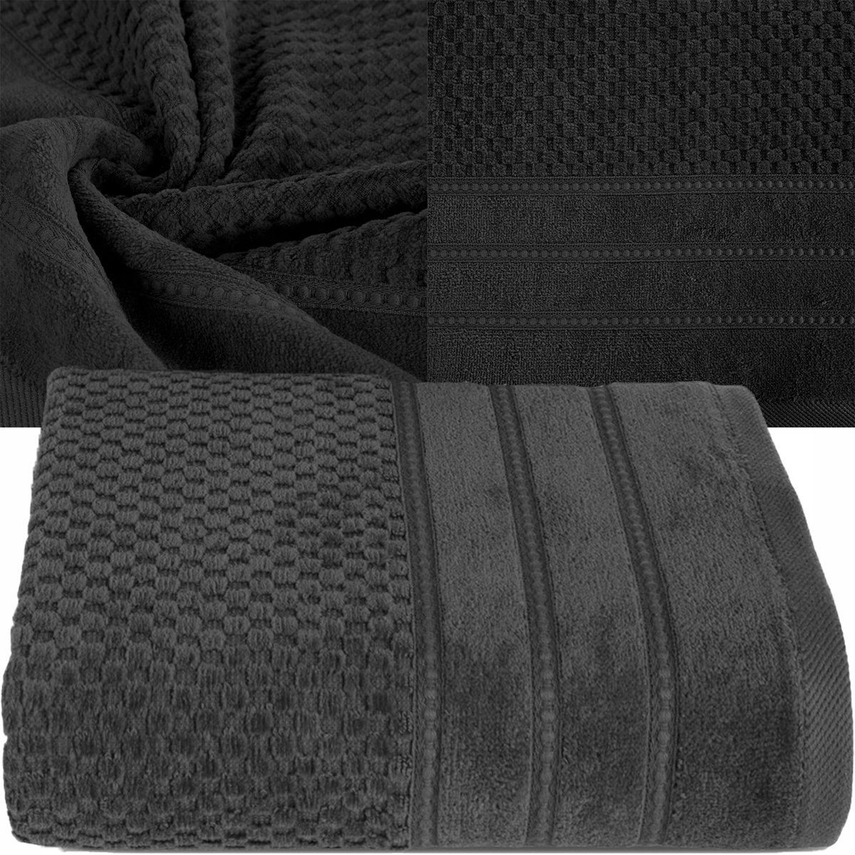 Luxe Katoenen Badhanddoek 50x90 cm - Zwart, 500 GSM