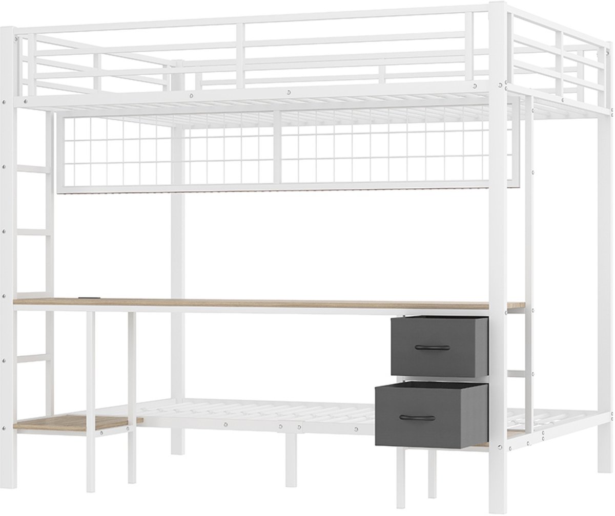 TOBIDOEN Hoogslaper, 90 x 200 cm, ijzeren frame met US/B-bureau en