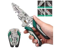 Opvouwbare 3-in-1 Draadstripper – Striptang, Krimptang & Snijtang – Professioneel Gereedschap voor Elektriciens – RVS Precisie Tang met Antislip Handgreep