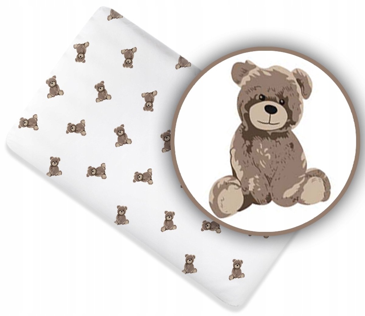 Hoeslaken Katoen 140x70cm met Elastiek - Teddy op Wit