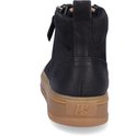 Achterkant zwarte hoge sneaker van Paul Green met bruine zool met logo.