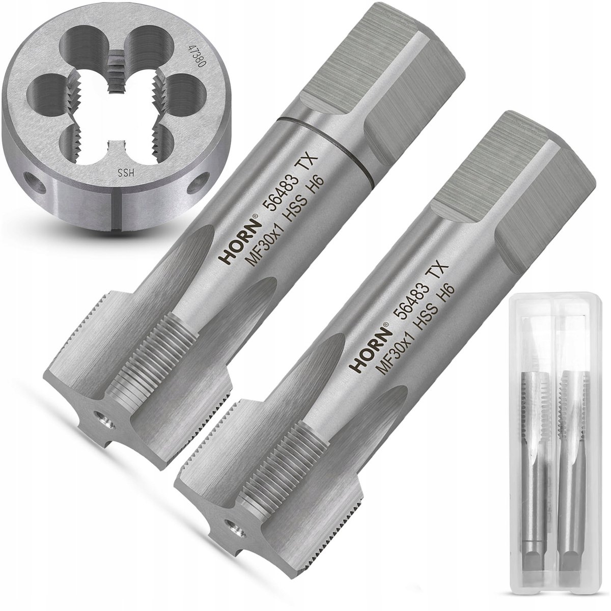 M30x1 Tap- en Draadsnijset: 2 Taps & 1 Ronde Matrij