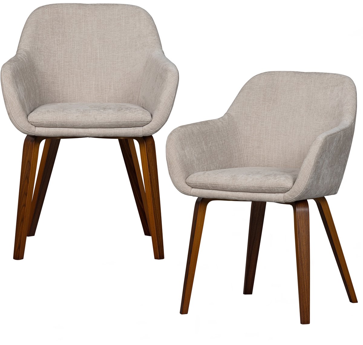 Base Eetkamerstoelen - Velvet Stof - Zand/Beige - 80x58x58 cm - Set van 2