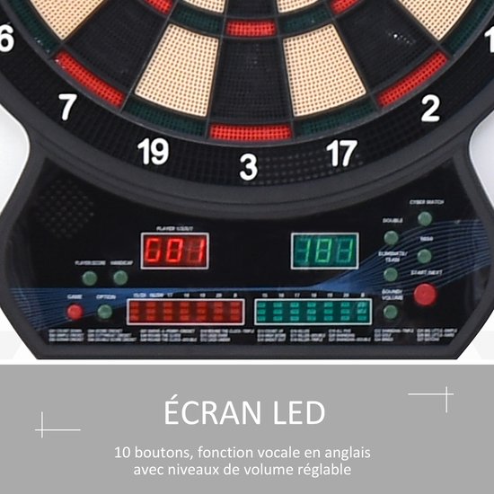 HOMCOM - Elektronisch dartbord - PP - 42x3x51cm - Zwart van Merkloos — afbeelding 4