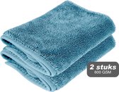 Serviette de douche Liviahome Aqua Blauw Fastdry 2 pièces – Qualité Premium – Sans traces et sans calcaire – Pour salle de bain et voiture – Chiffon en microfibre 60 x 40 cm – Absorbe 1 000 ml Water – Serviette de douche à séchage rapide et efficace