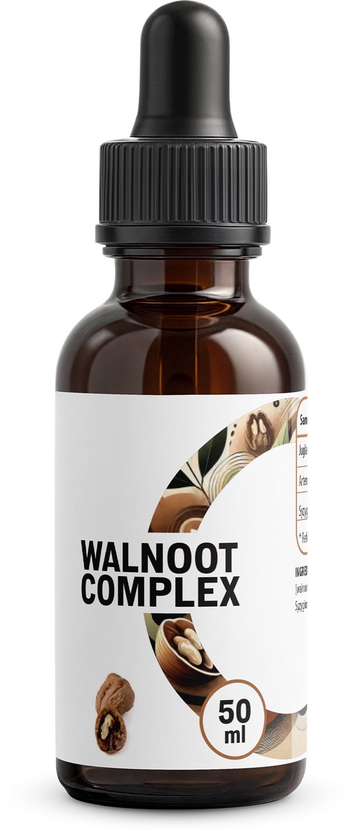 Walnoot Complex Druppels - Black Walnut Complex Liquid - Vegan - Juglans Regia, Artemisia Absinthium & Syzygium Aromaticum - 50ml (1500 Druppels=100 Doseringen) - LUTO Supplements