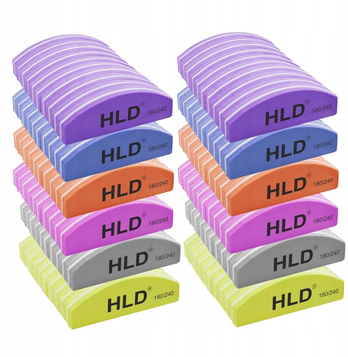 HLD Mini Polijstblok Nagelvijl 180/240 - 10 stuks Mix Kleuren