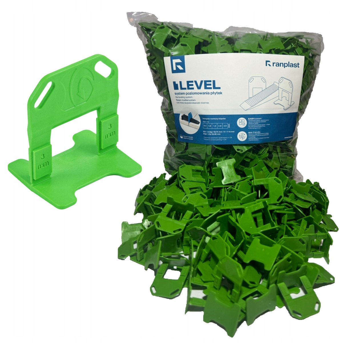 100x Tegel-nivelleringsclips 3 mm Voeg - RANPLAST
