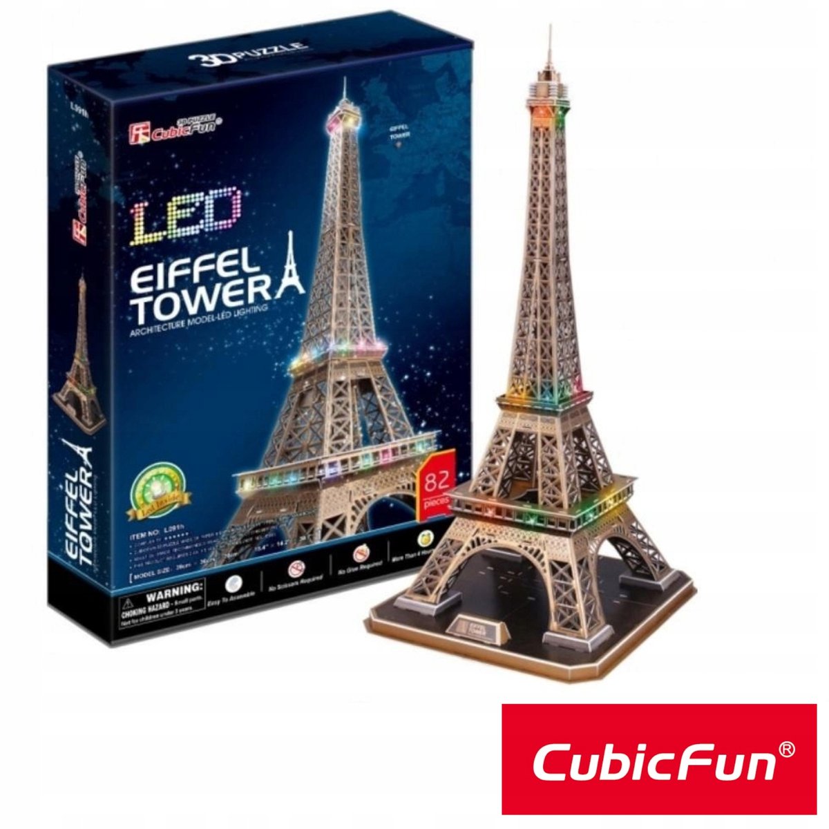 Cubic Fun 3D LED Puzzel Eiffeltoren Parijs - 82 Elementen