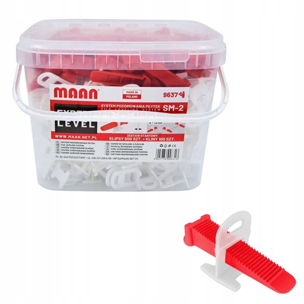 Tegels egaliseerset 4-15 mm, voeg 0,5 mm, 600 st