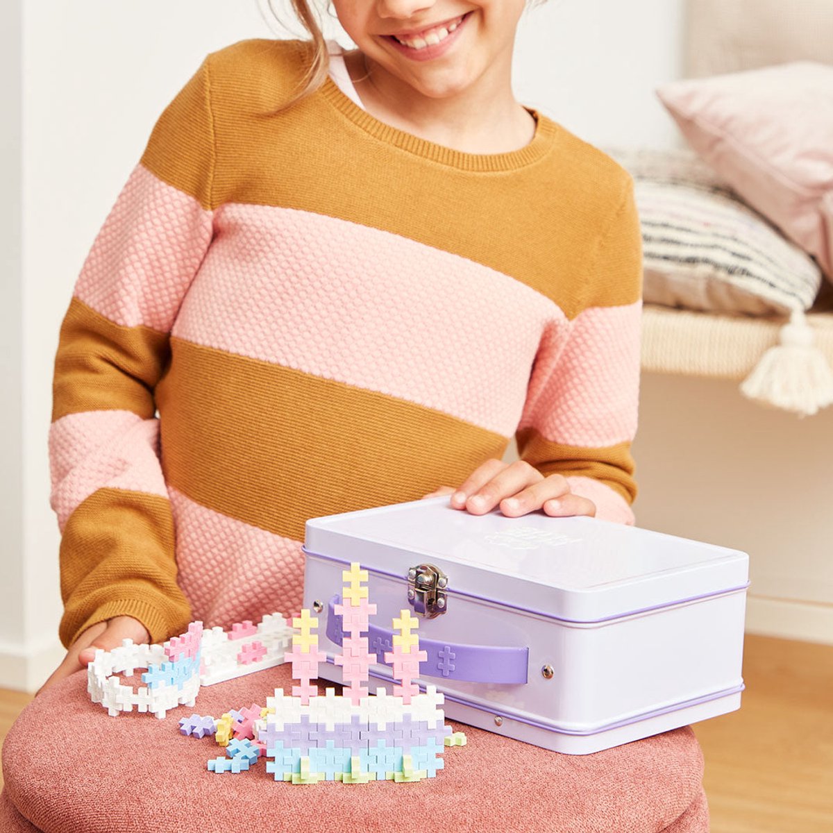 Plus-Plus Basic Reiskoffer pastel 600 delige bouwset Pastel Lila paars - 7003 - Bouwspeelgoed - Constructiespeelgoed - Set met bouwstenen - Vanaf 5 jaar — afbeelding 11