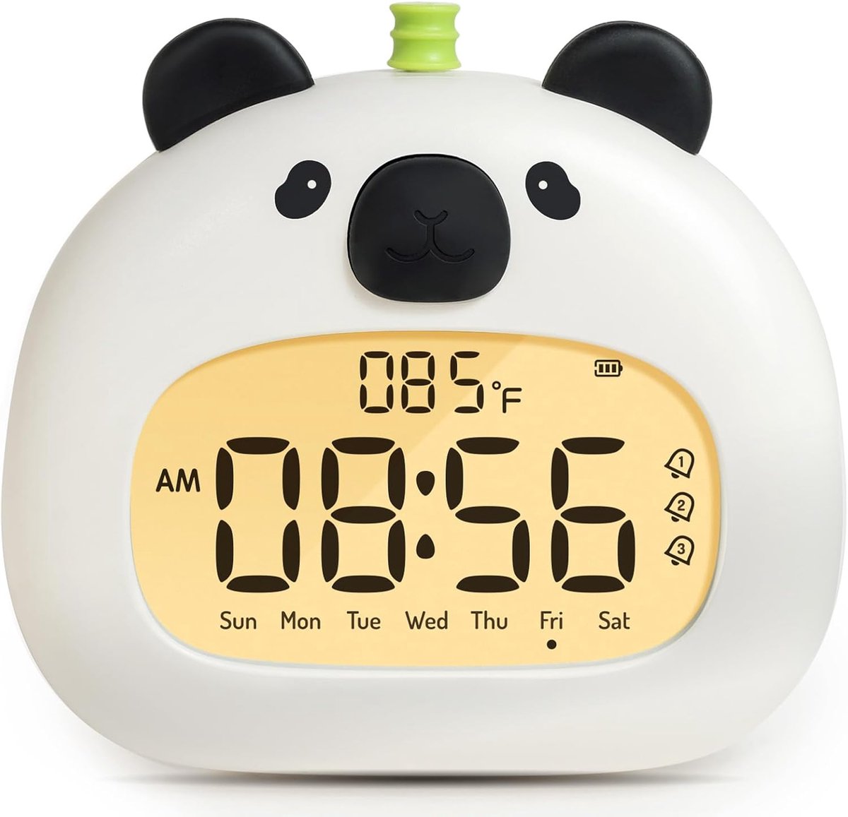 Panda Sleep Trainer Kinderwekker, LCD Nachtlampje Dimmend, USB Oplaadbaar, 3 Alarmtimers Wekassistent, Perfect als Decoratiecadeau voor Jongens en Meisjes