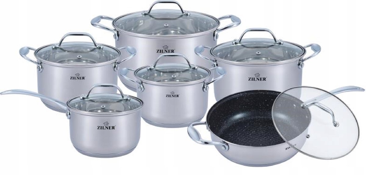 Zilner Premium RVS Pannenset 12 Delig ZL-8107