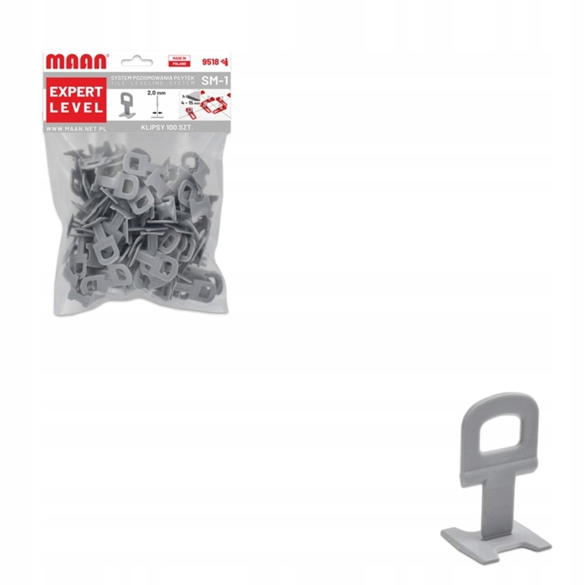 100x tegel-nivelleringssysteemclips 4-15 mm Voeg 2 mm toe