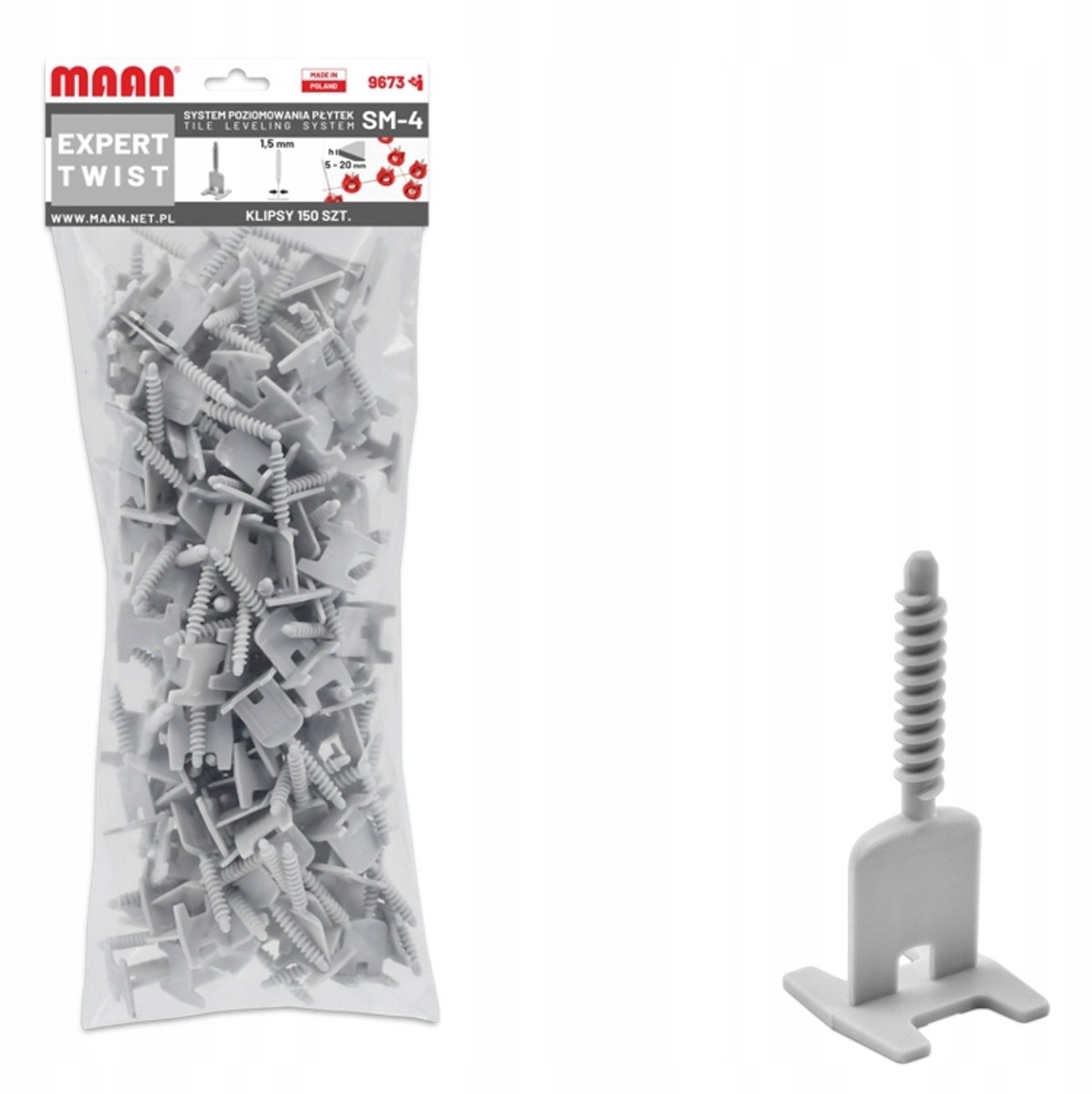 SM-4 EXPERT TWIST Tegelnivelleringssysteem - voeg 1,5 mm - 150 clips