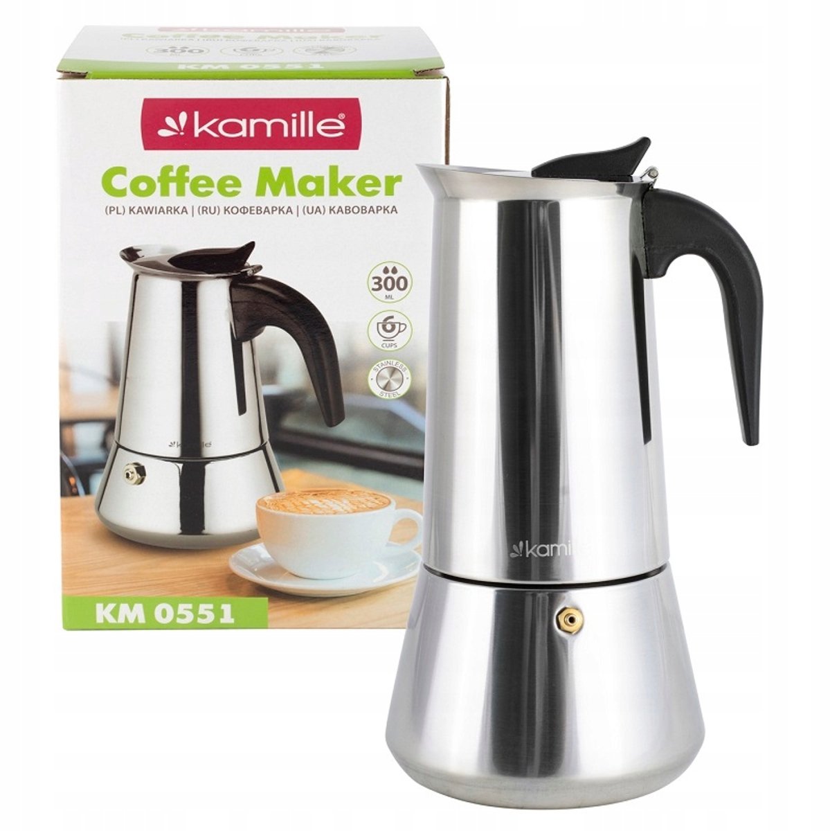 Kamille RVS Espressomaker 300ml - Heerlijke Espresso voor Thuis