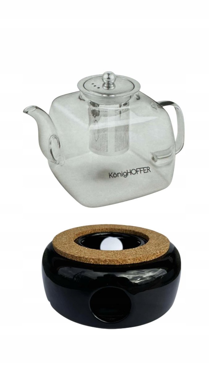 Glazen Theepot met Warmer 1.2L - Hittebestendig Borosilicaatglas