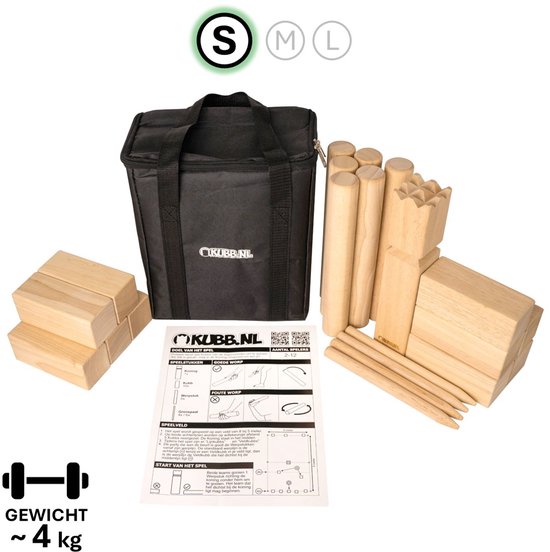 Kubb Go Spel Rubberhout - Lichtgewicht & Compact - Inclusief Draagtas & Handleiding - Familiespel voor Kinderen & Volwassenen - Zweeds zomerspel van Kubb.nl