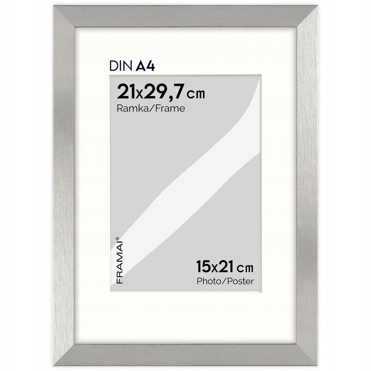 Zilverkleurige Fotolijst HEN PASS 21x29,7 cm met Passe-partout