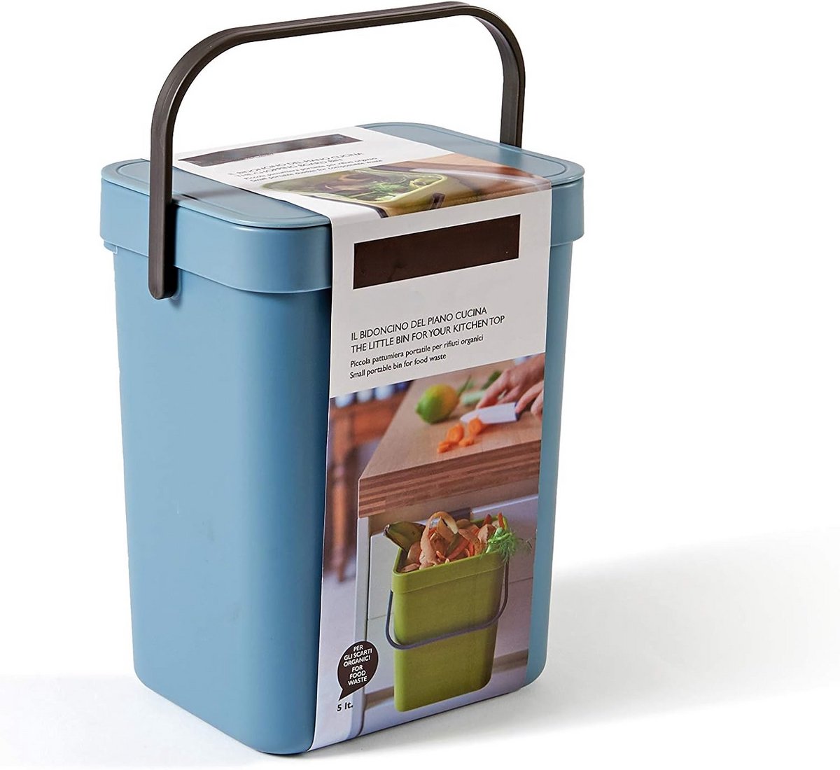 PromoHome Hangbare Keukenprullenbak voor Organisch Afval - 5 Liter - Lichtblauw