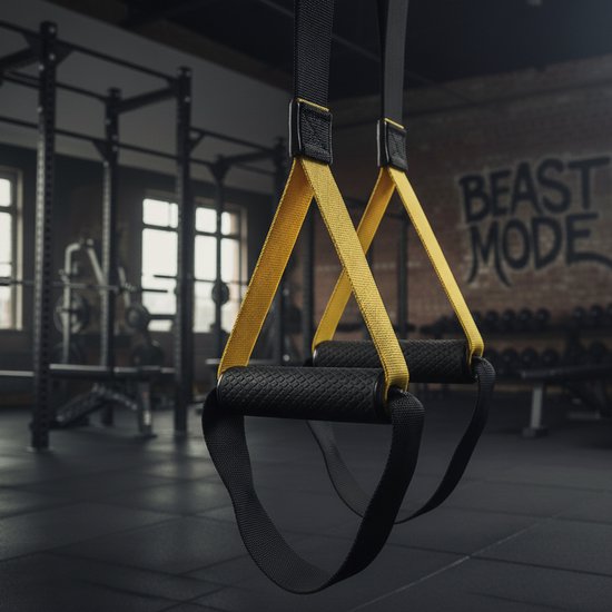 RUFF - Suspension trainer - TRX kwaliteit - Met deuranker - Draagtas - Zwart/Geel