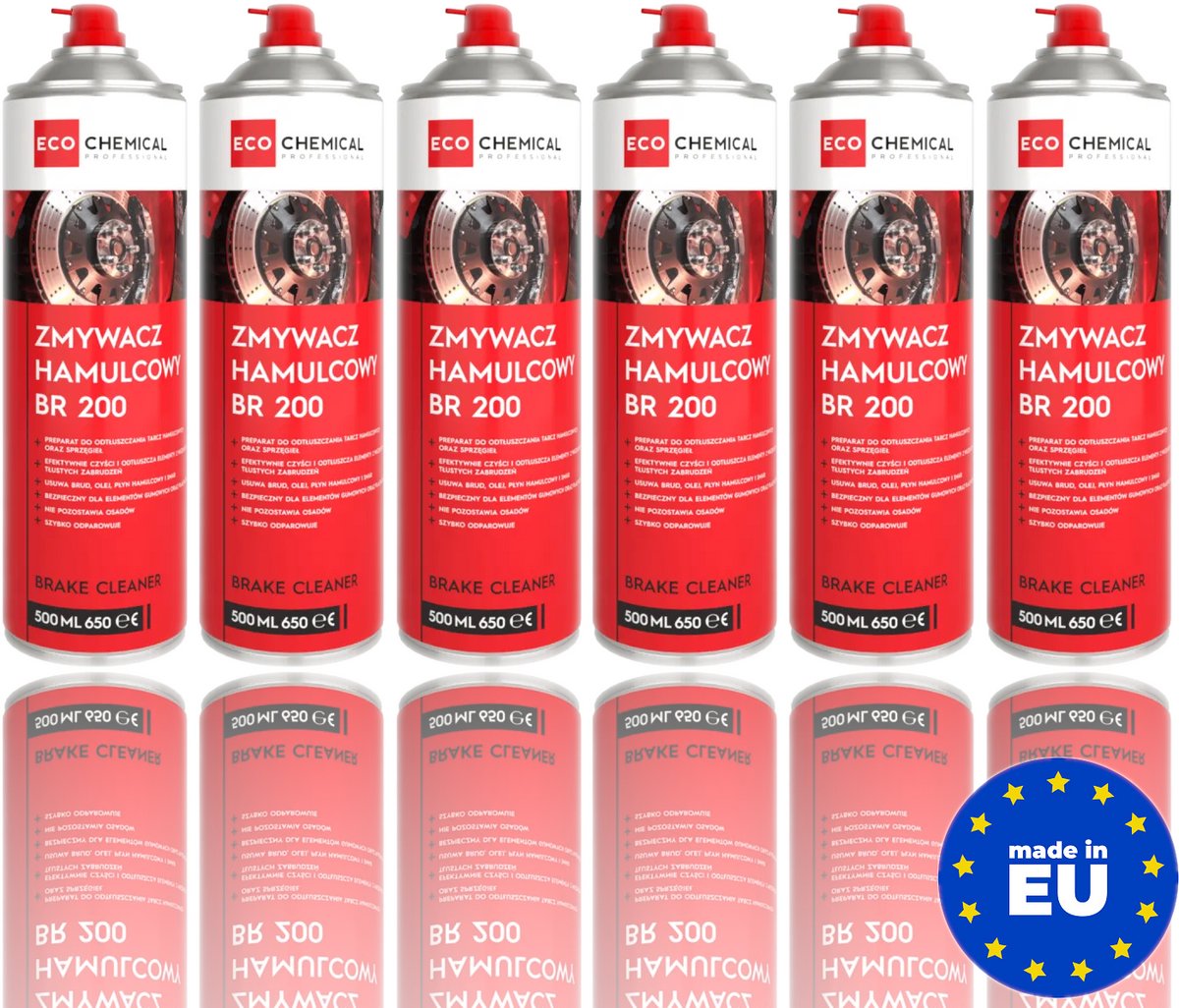BR 200 Brake Cleaner Professioneel - 6 Stuks Remmenreiniger Spray - Acetonvrij 500ml - Werkplaats Garage Fiets
