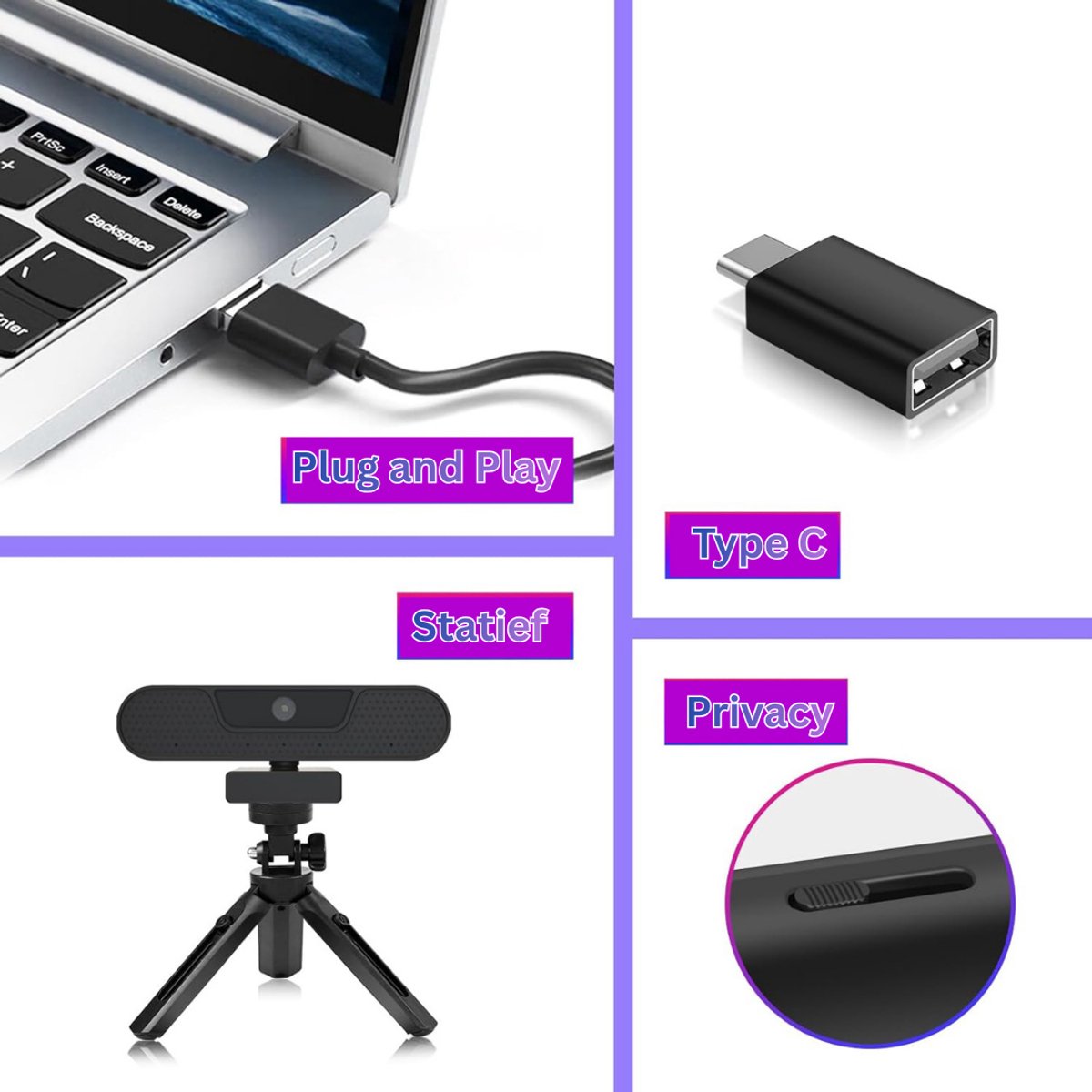 DailySupplies Webcam voor PC - Streaming Camera - 4K Kwaliteit thumbnail 4
