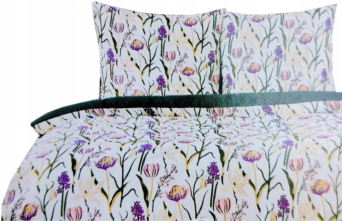 Smukee Flanellen Dekbedovertrek 160x200cm Bloemen Tulpen Dubbelzijdig