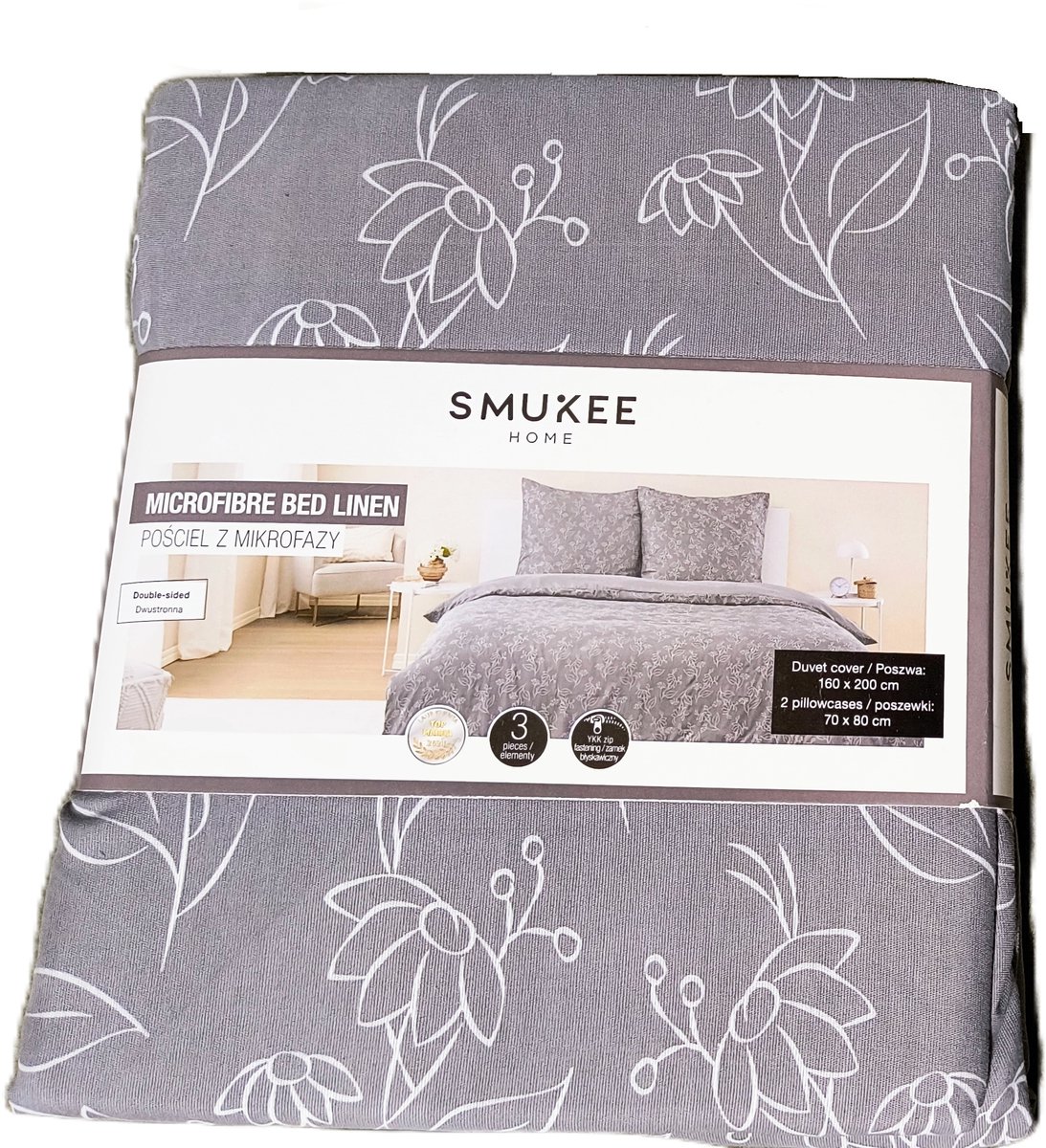 Dekbedovertrek Microvezel Satin Bloemen 160x200cm 3 Delig
