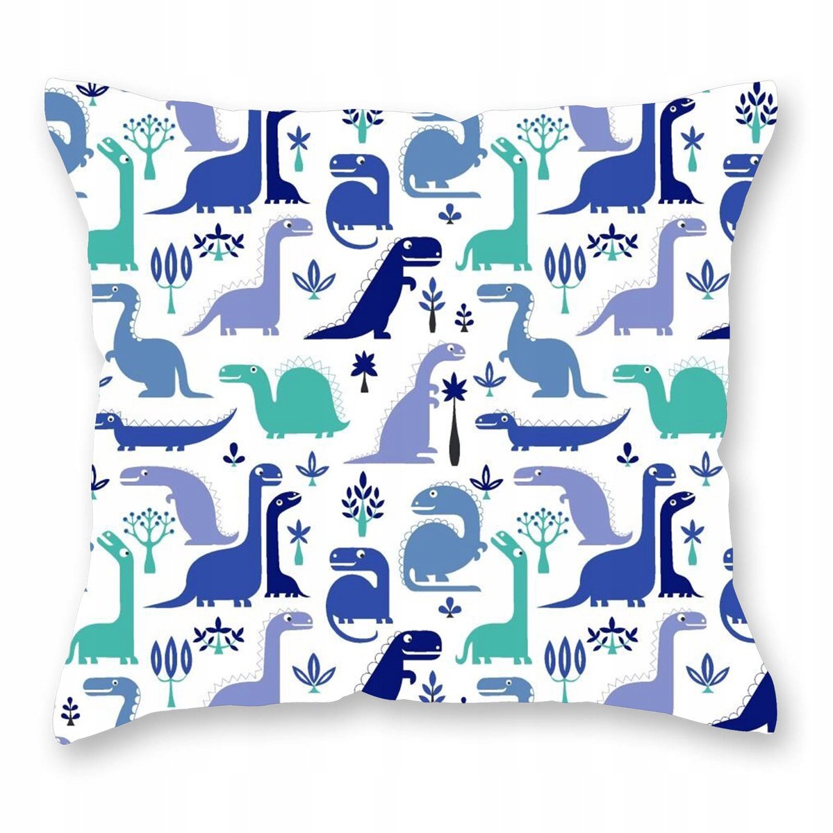 Katoenen Kussensloop 40x40 cm - Blauwe Dino's voor Kinderen