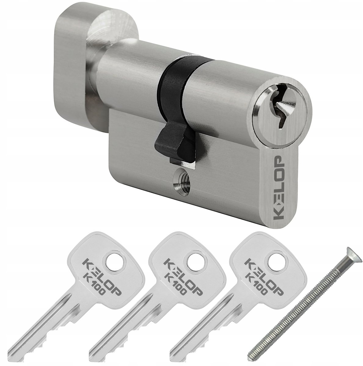 Cilinder KELOP K100 50/50 met knop, nikkel