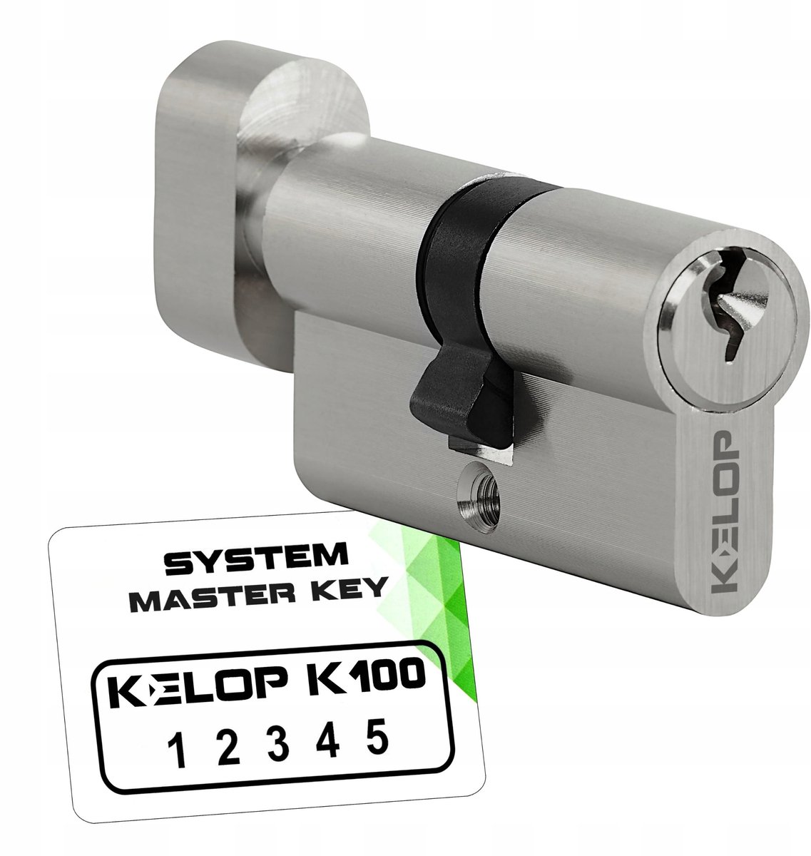 KELOP K100 cilinder 30/50 mm met knop, nikkel, hoofdsleutelsysteem
