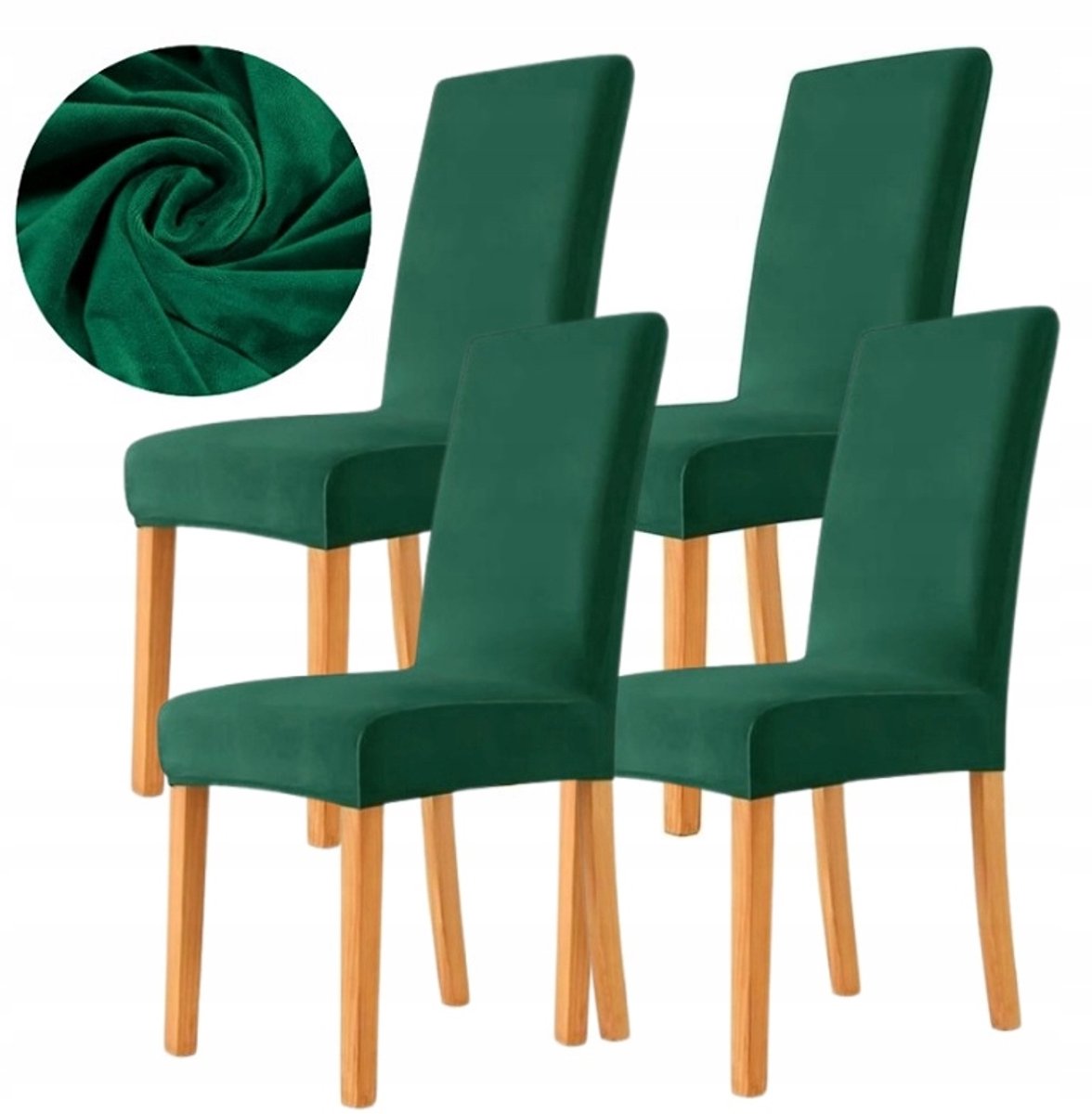 4x Luxe Velours Stoelhoes - Premium Elastisch Groen