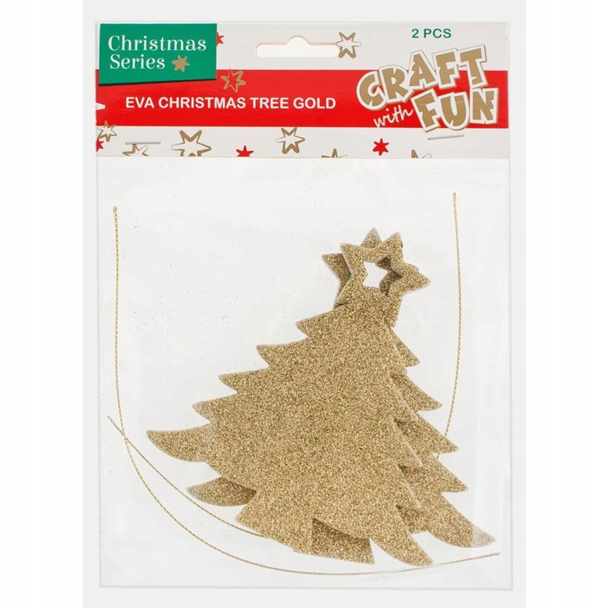 Gouden Glitter Kerstboom Versiering 2 stuks