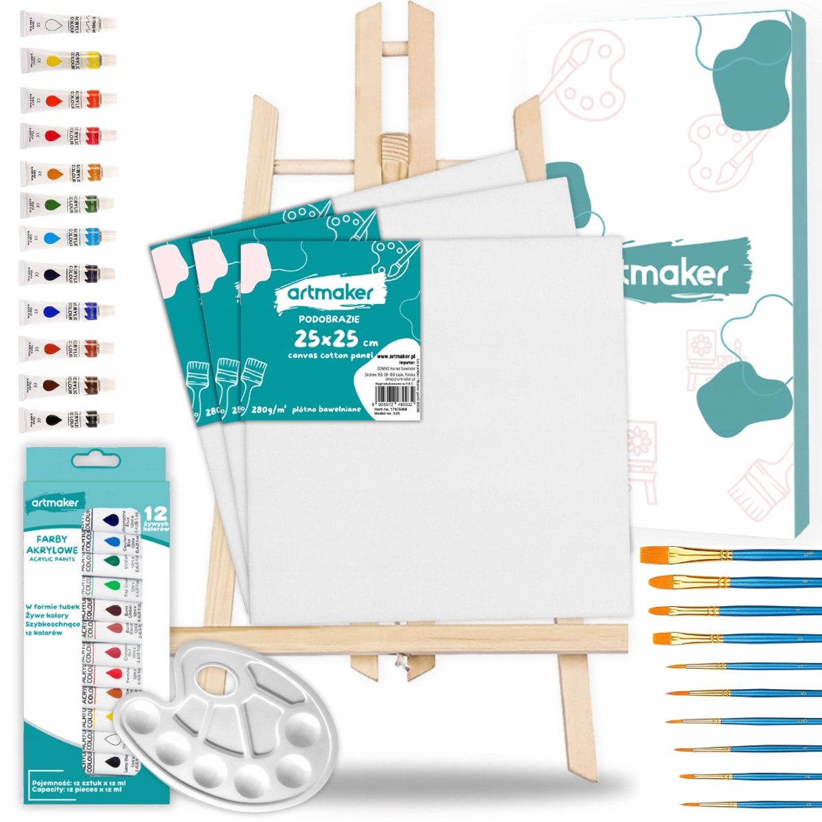Compleet Schilderset met Ezel, Verf en Kwasten - Creatief Cadeau