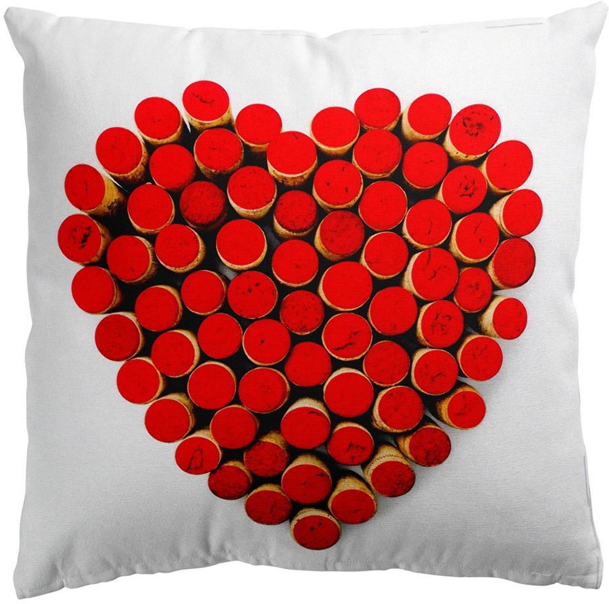 Sierkussens 43x43cm - Eco Kurk Hart - Wit/Rood