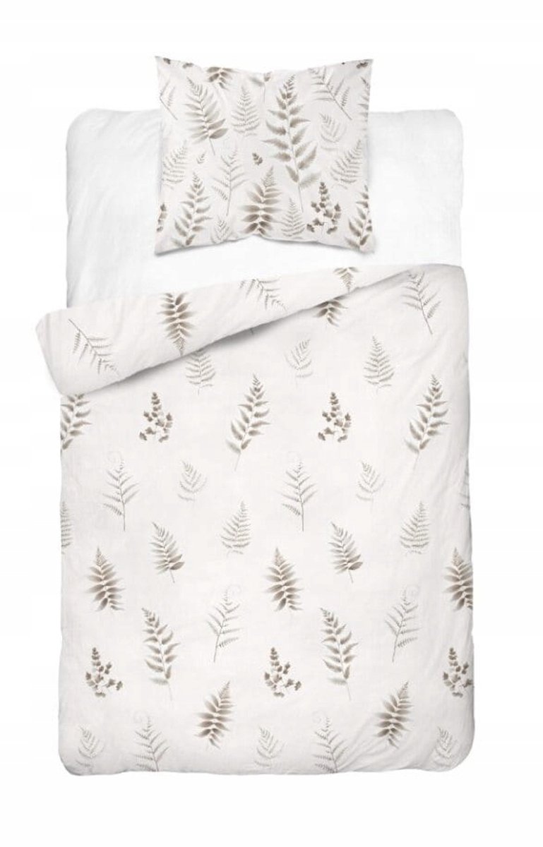Satine Dekbedovertrek 140x200cm - Bladeren Beige