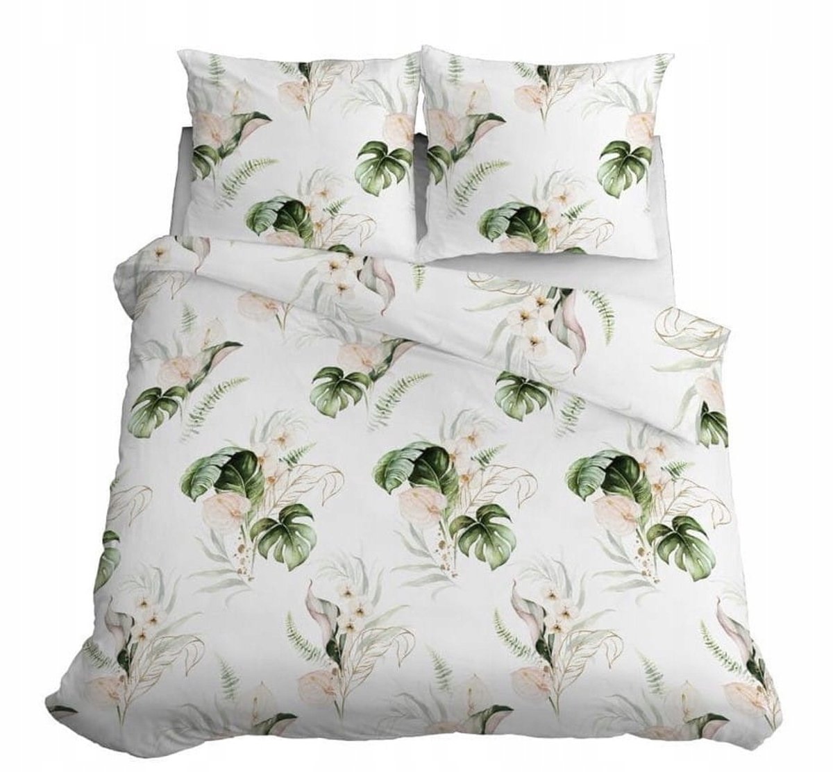 Home Satin Beddengoed 180x200cm - Groene Bladeren, 100% Katoen