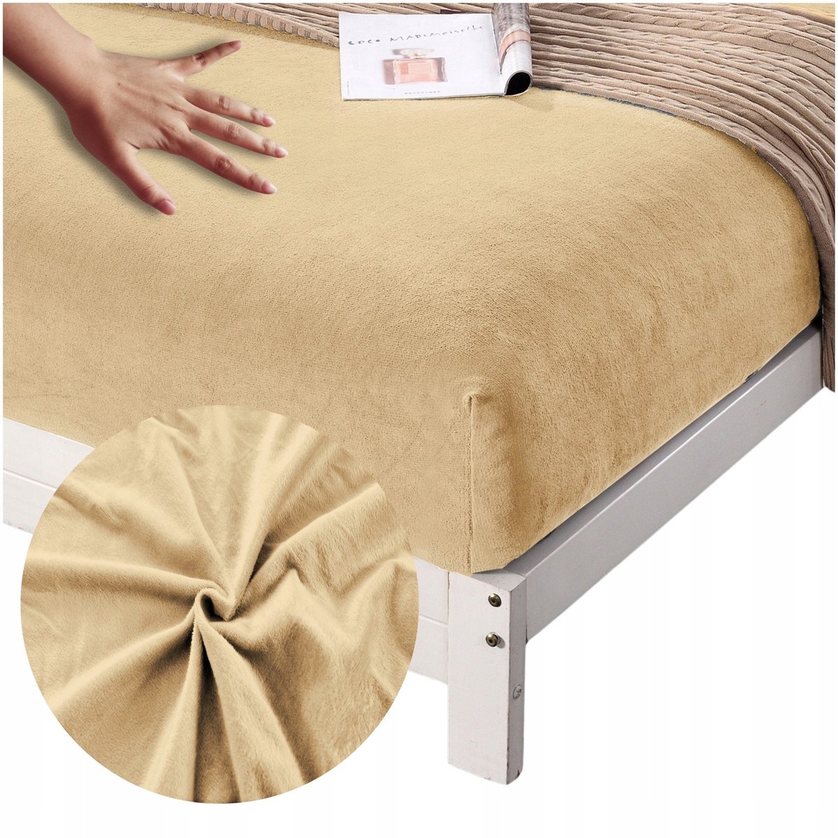 Zacht Pluche Hoeslaken 180x200cm - Beige Teddy Microvezel