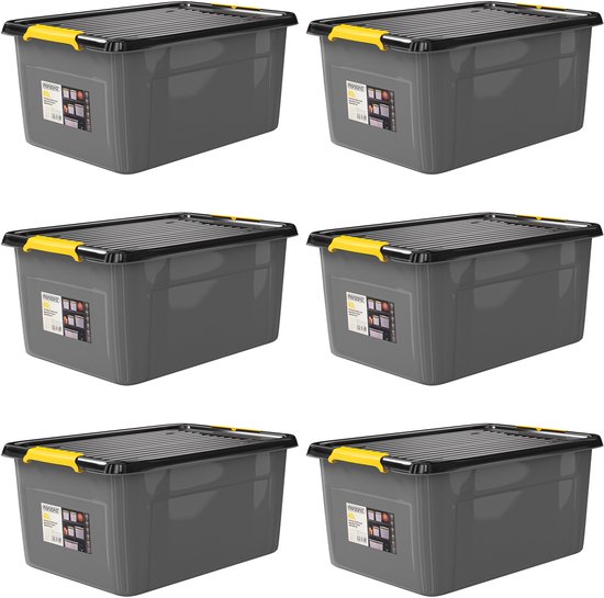 Opbergbox Monzana - Set de 6 - Plastique 40 l - Empilable - Anthracite