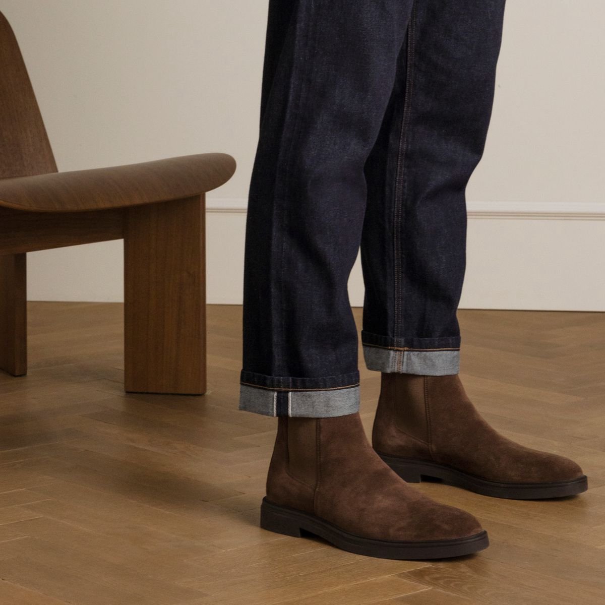 Manfield - Heren - Bruine suède chelsea boots - Maat 47