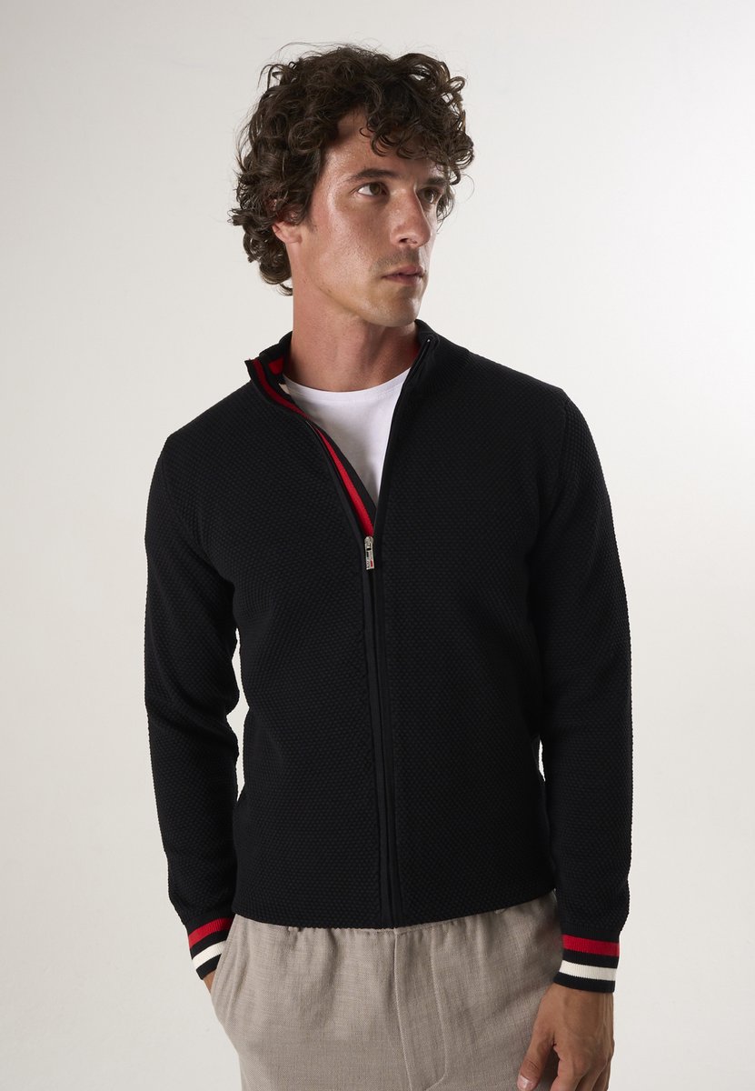 Felix Hardy Vest Met Rits - Cardigan - 100% Katoen Heren Zwart - M
