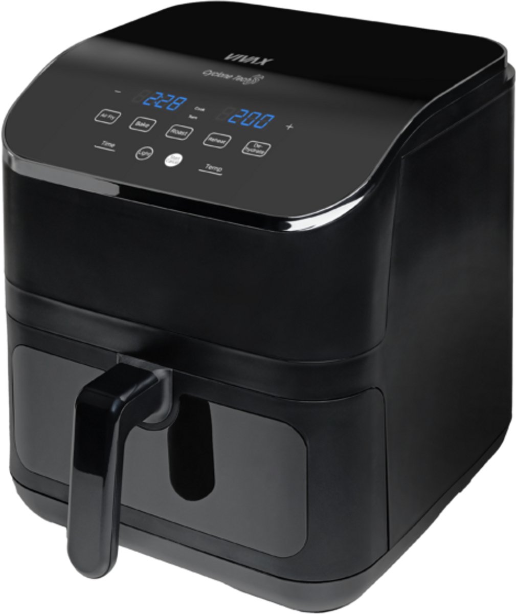 VIVAX Digitale Airfryer DFA-617DB - 6 liter - PFAS vrij - Groot - Heteluchtfriteuse - Zwart - Digital Touchscreen - Inclusief in hoogte verstelbaar Grillrack