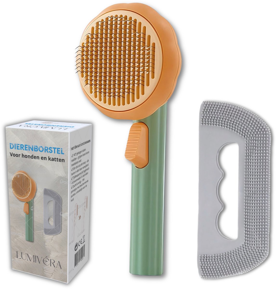 Lumivéra - Kattenborstel - Hondenborstel - Kattenkam - Kattenhaar - Hondenhaar - Dierenborstel - Huisdierhaar Verwijderaar - Haarverwijderaar voor Huisdieren - Langharig/Kortharig
