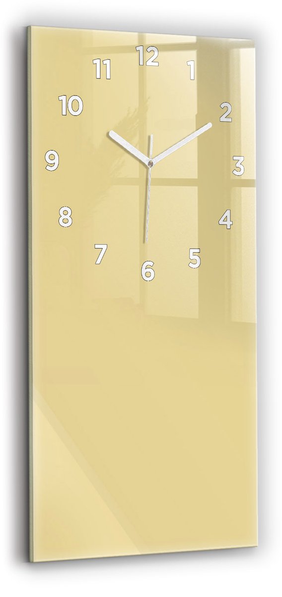 Wallfluent Wandklok - Romig Glazen Klok Rechthoekige - 30 cm x 60 cm - Romig Wandklok - Witte Handen - Wandklok Met Cijfers - Stille Wandklok Slaapkamer - Rechthoekige Glas Klok - Industrieel Wandklok - Rechthoekige Glazen Wandklok