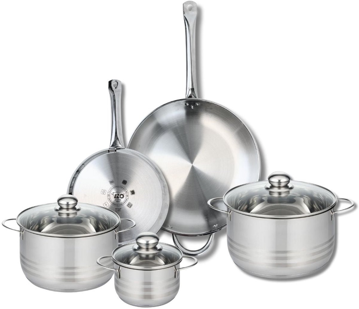 Set van 2 Bakpannen 24 en 32 cm en 3 Kookpotten 14, 20 en 24 cm Elo Profi Brillant